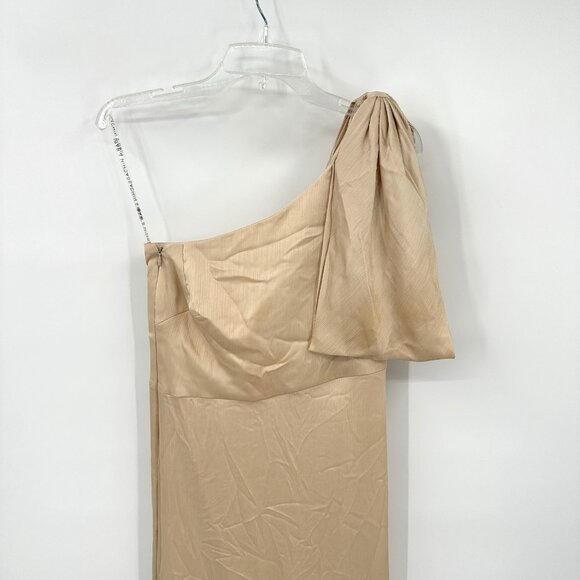 SACHIN & BABI chelsea crinkle dress gown one shoulder satin champagne evening 6 - Picture 5 of 10